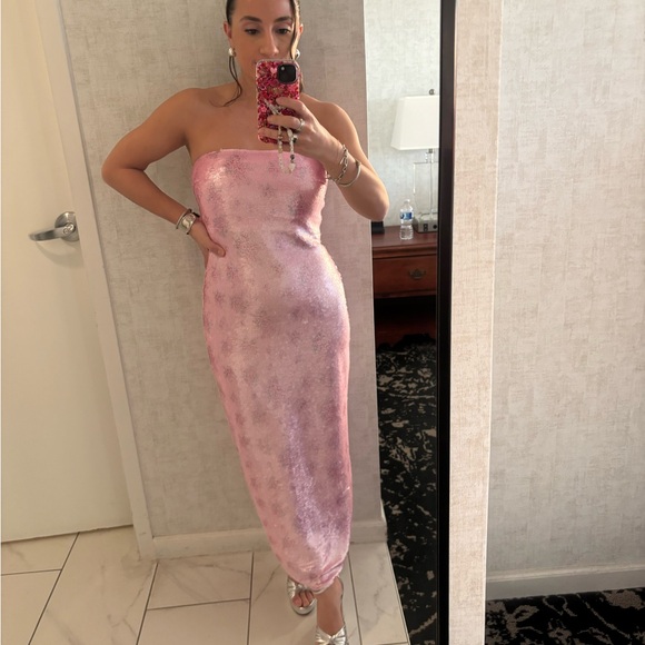 LoveShackFancy Strapless Pink Floral Dress - Picture 11 of 11